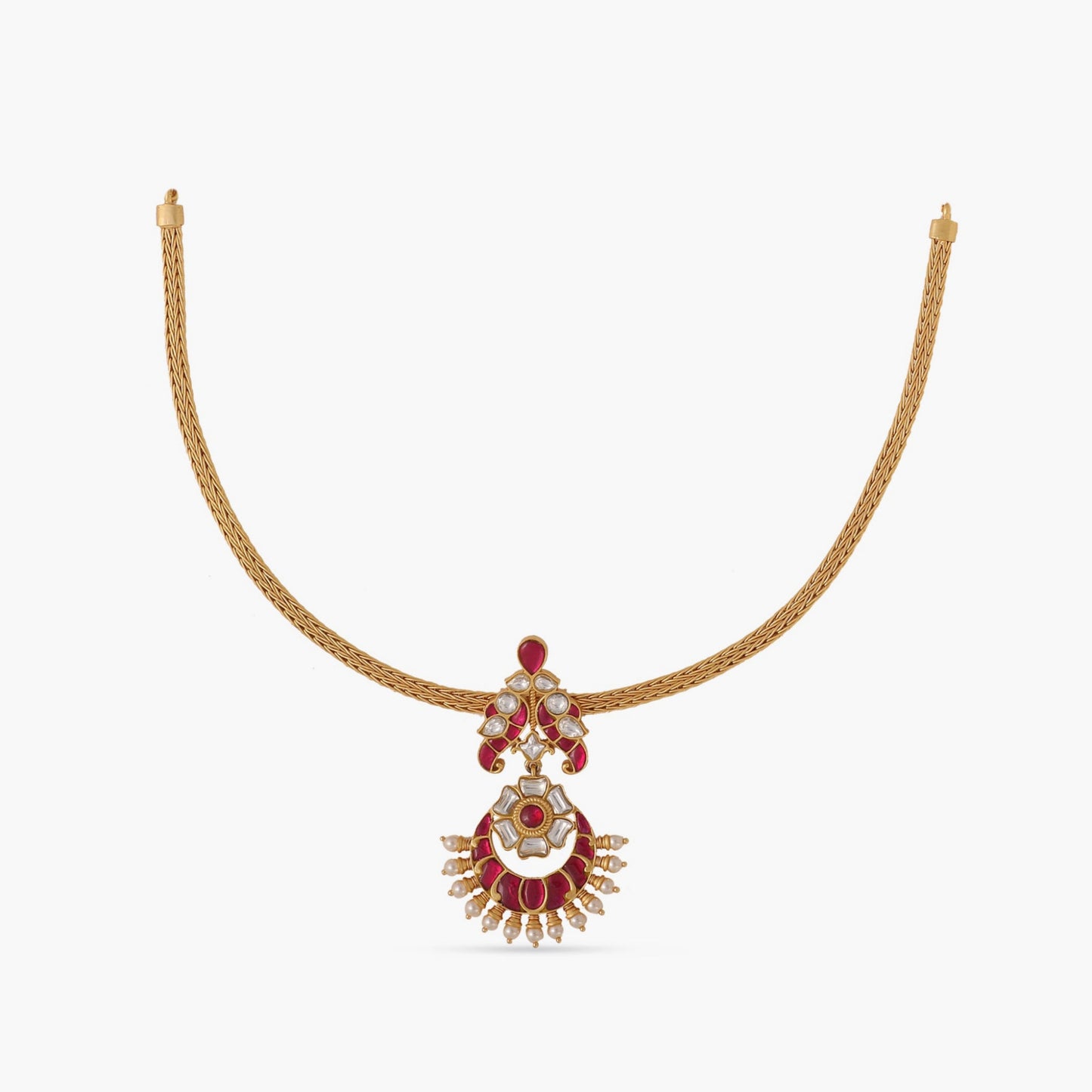 Parampara Kempu Jadau Silver Hasli Necklace