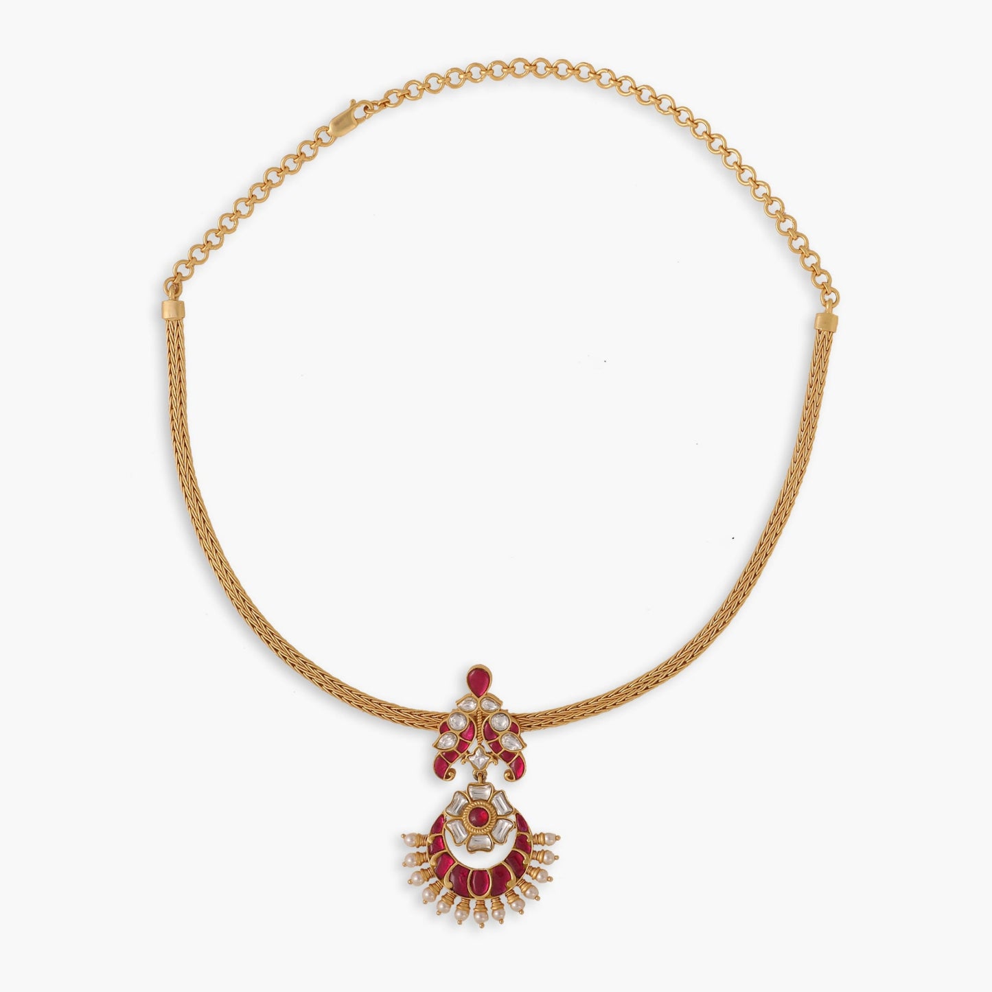Parampara Kempu Jadau Silver Hasli Necklace