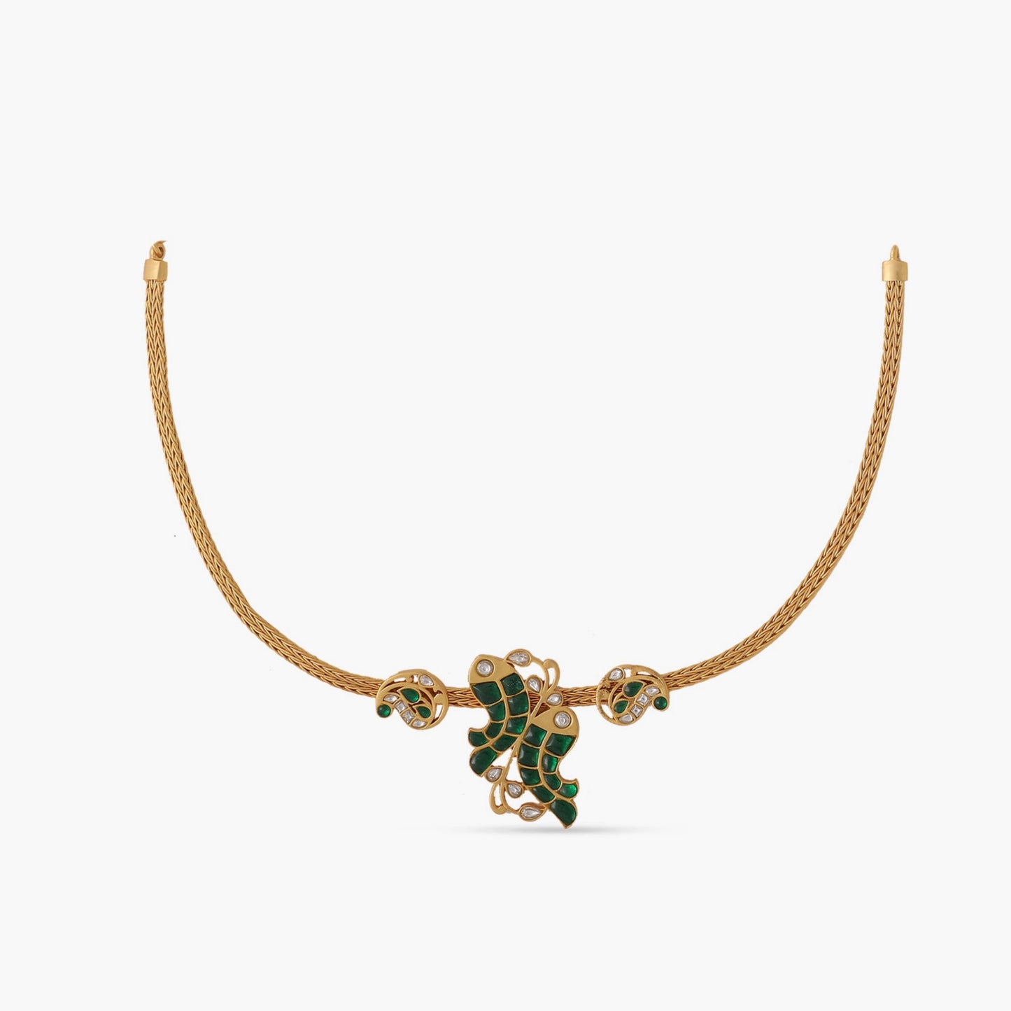 Meena Jadau Silver Hasli Necklace
