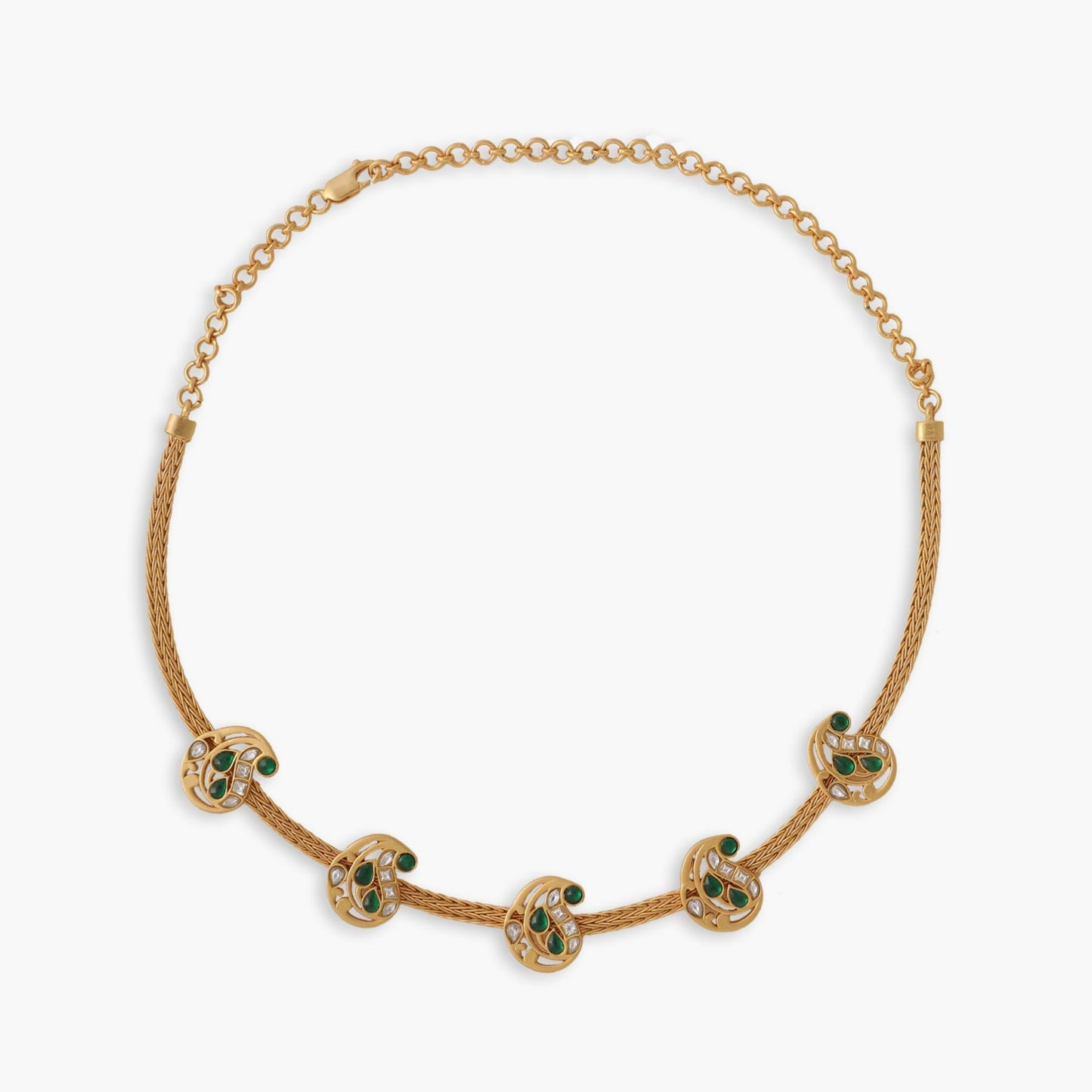 Paisley Jadau Silver Hasli Necklace