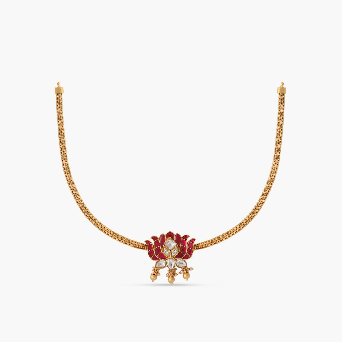 Kamala Kempu Jadau Silver Hasli Necklace