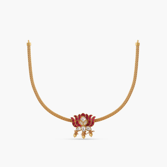 Kamala Kempu Jadau Silver Hasli Necklace