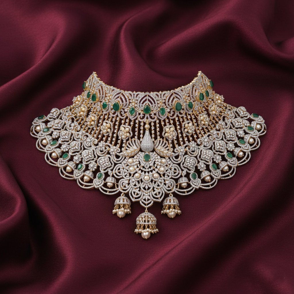 Rasika Grand Silver CZ Choker