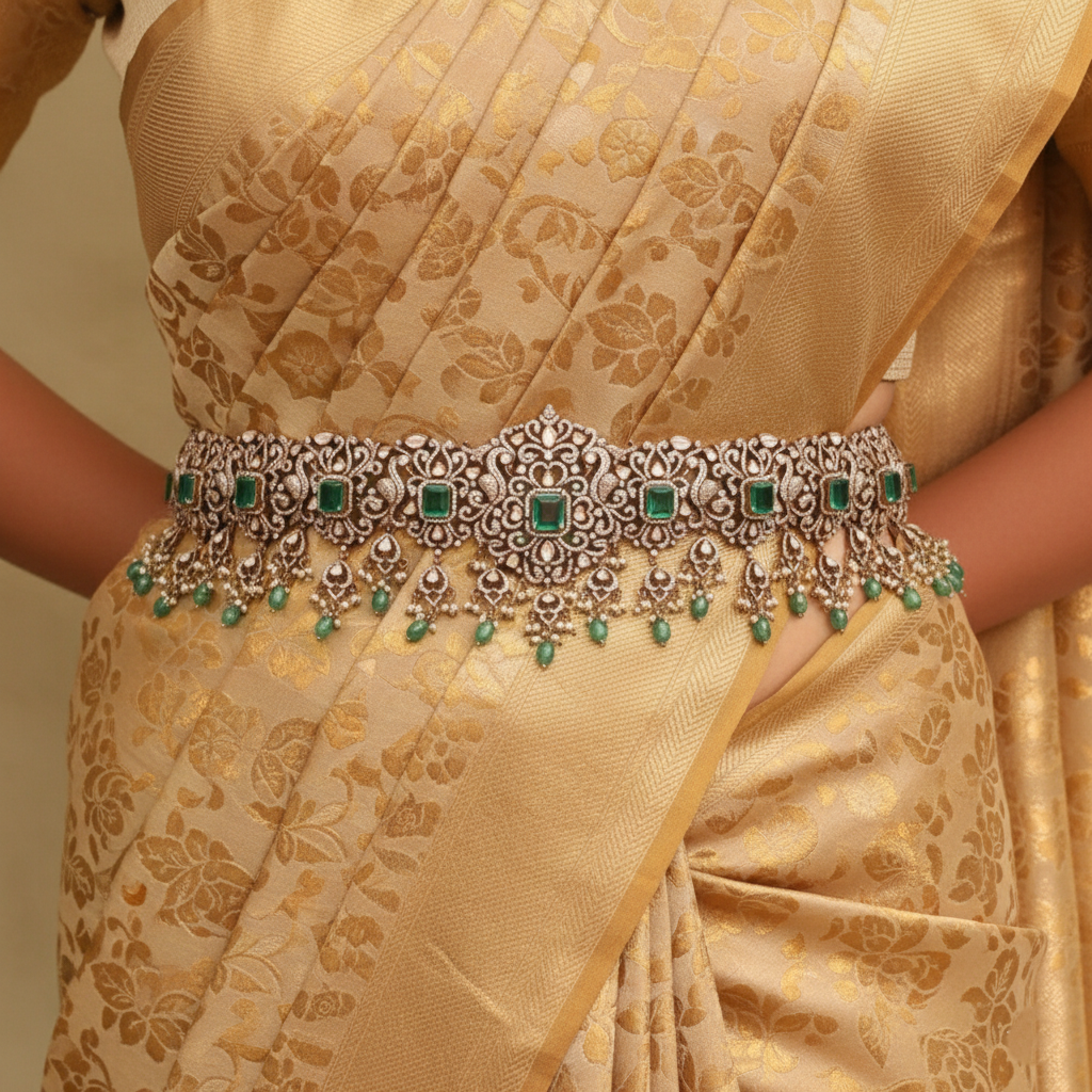 Rasika Moissanite Silver Waist Band