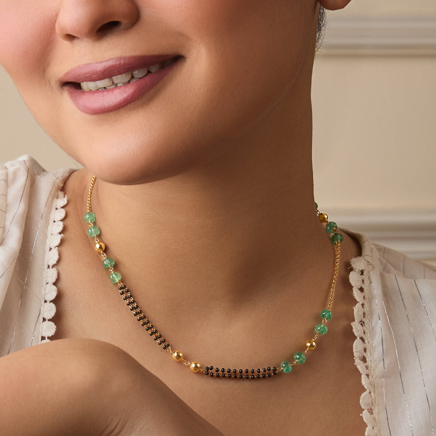 Suniti Beaded Silver Mangalsutra