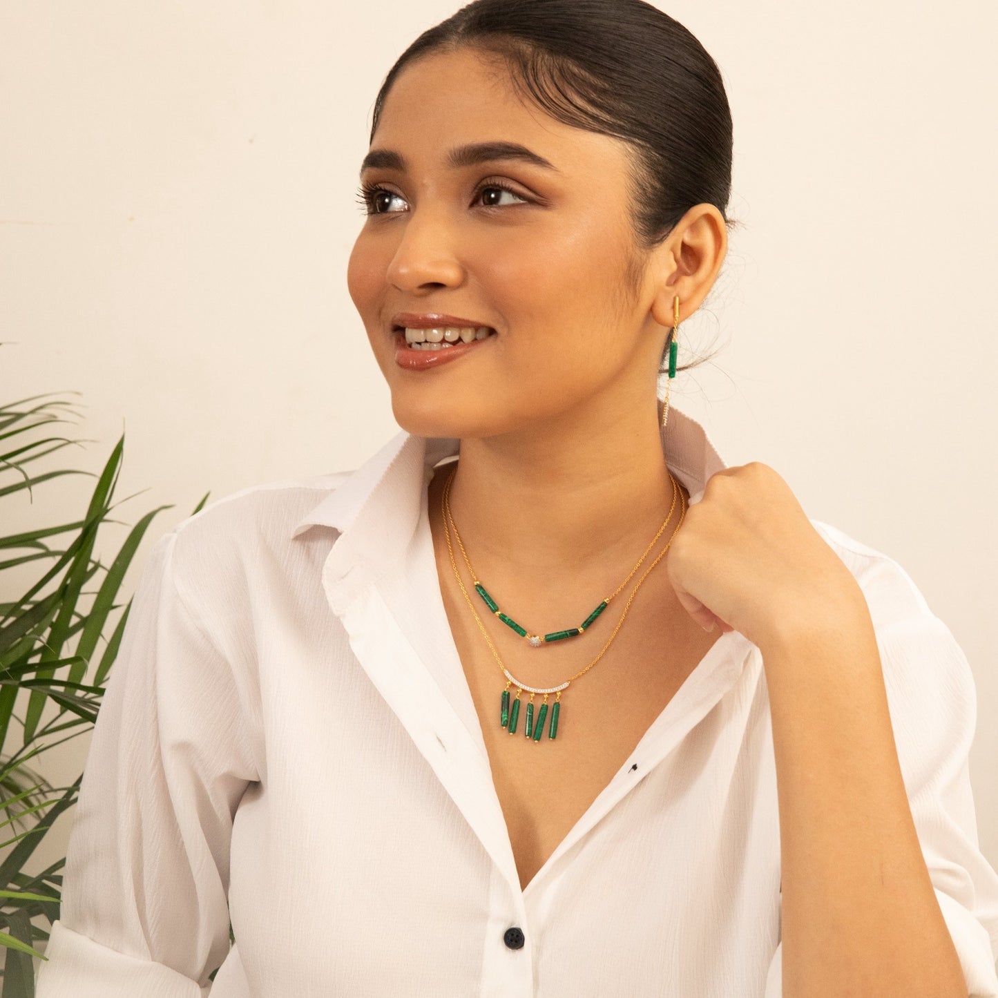 Malachite Minimal Charm Silver Necklace