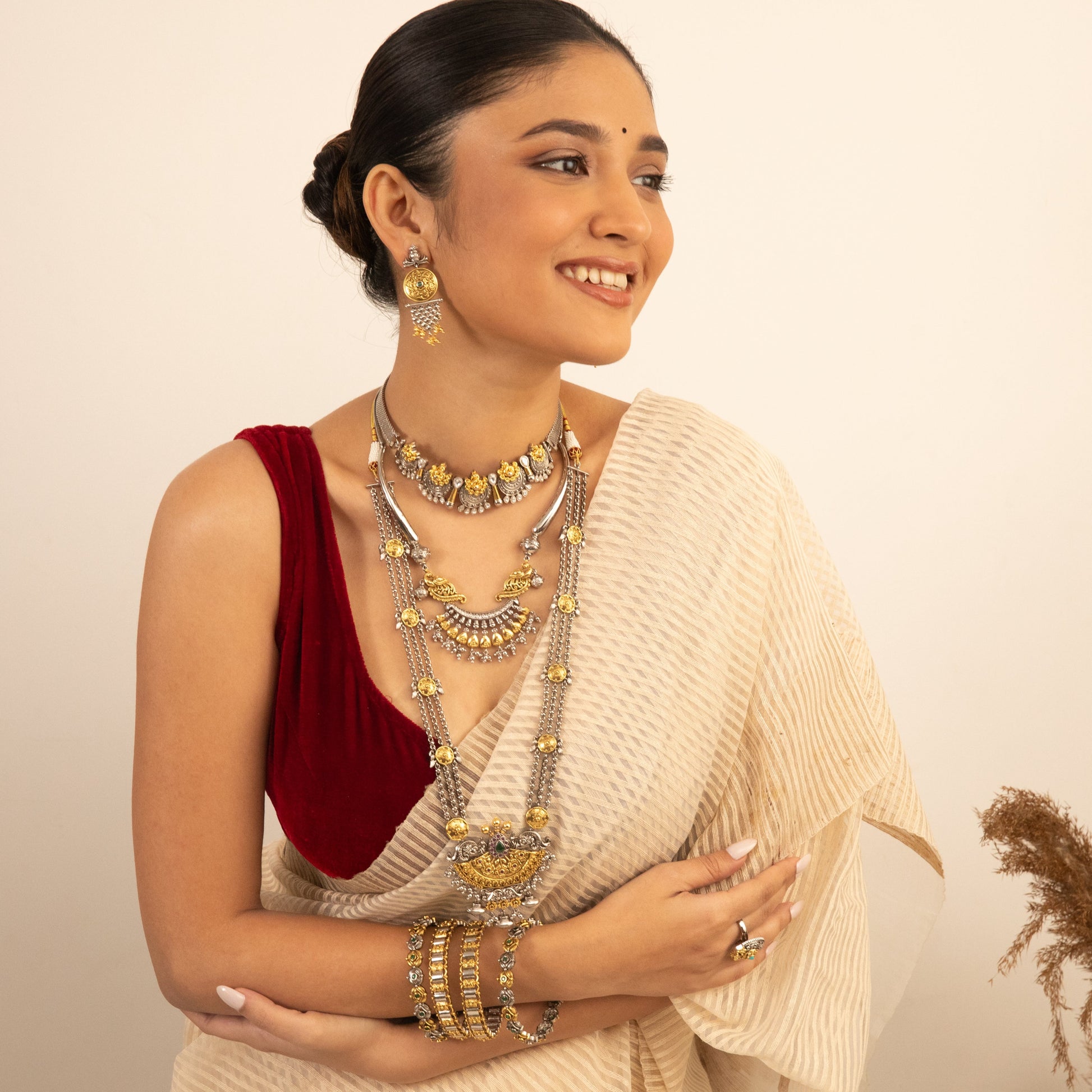 Geometric Oxidized Silver Bangles