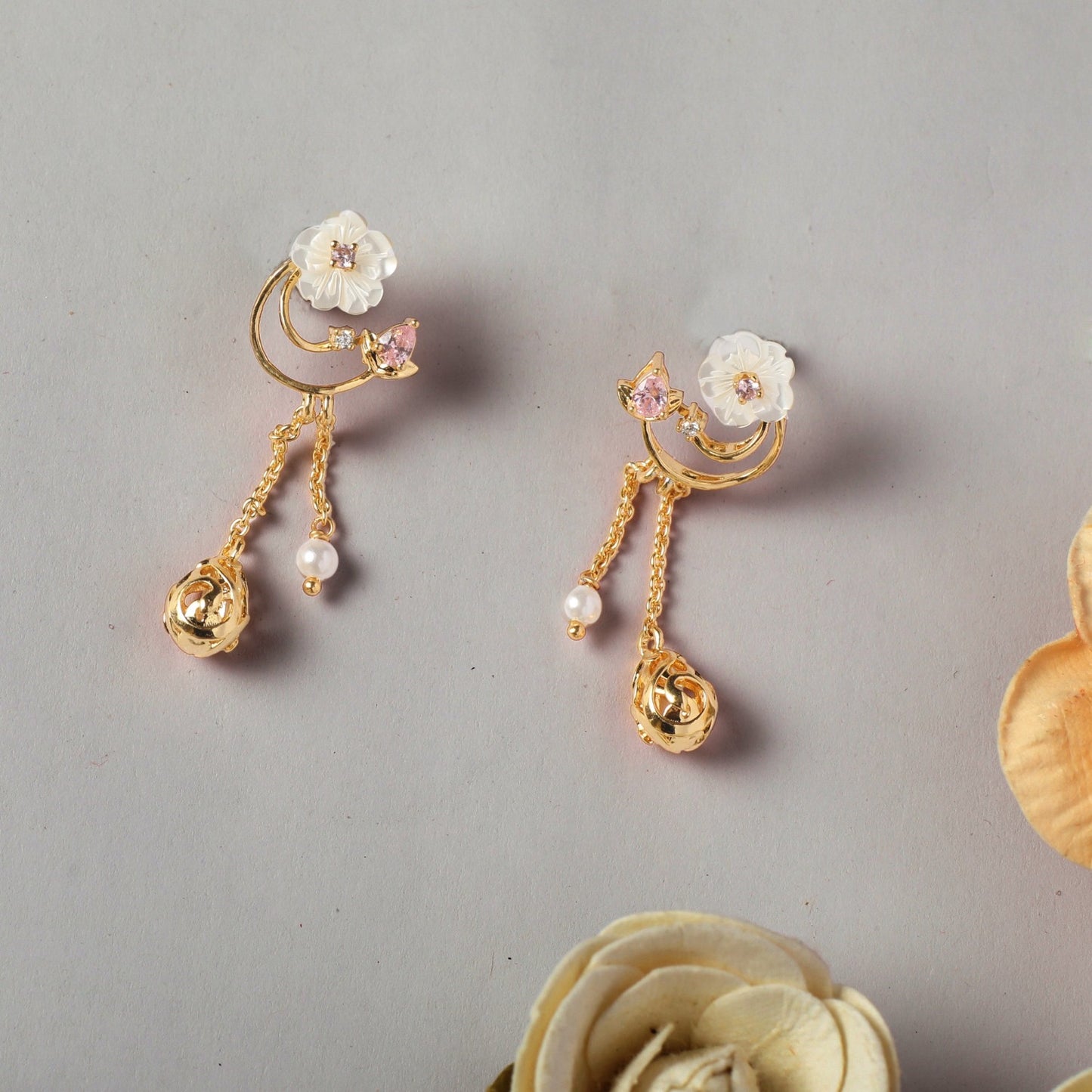 Blossom Veil Delicate Dangles Silver Drop Earrings
