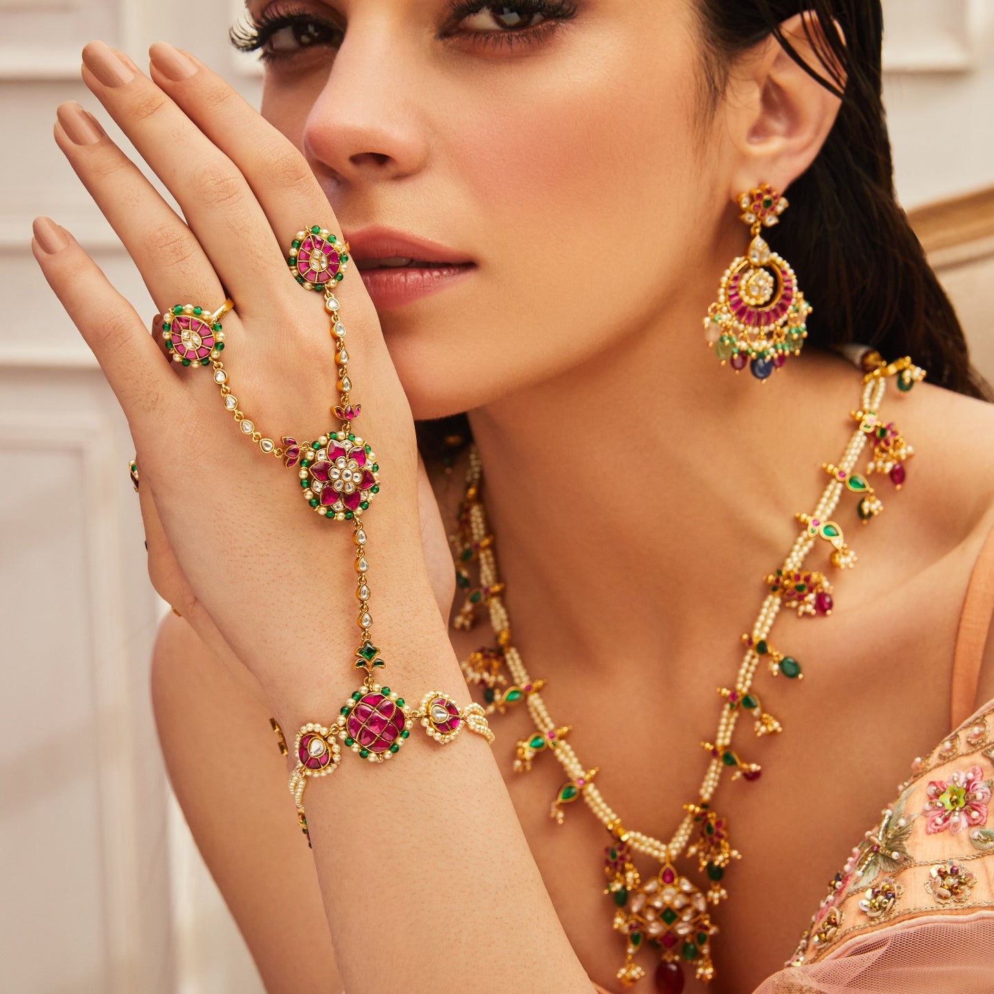 Heritage Floral Jadau Silver Haath Phool