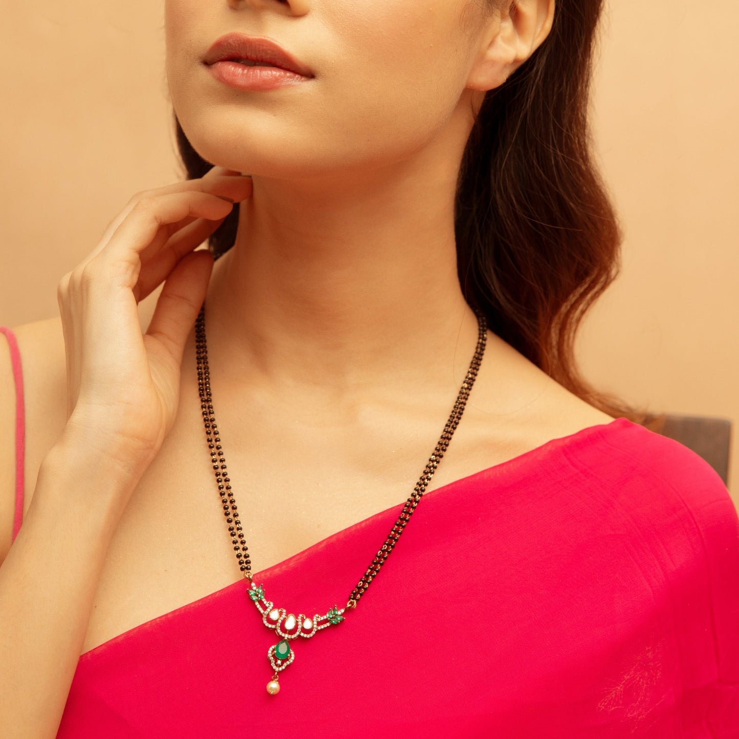 Petal Moissanite Silver Mangalsutra Necklace