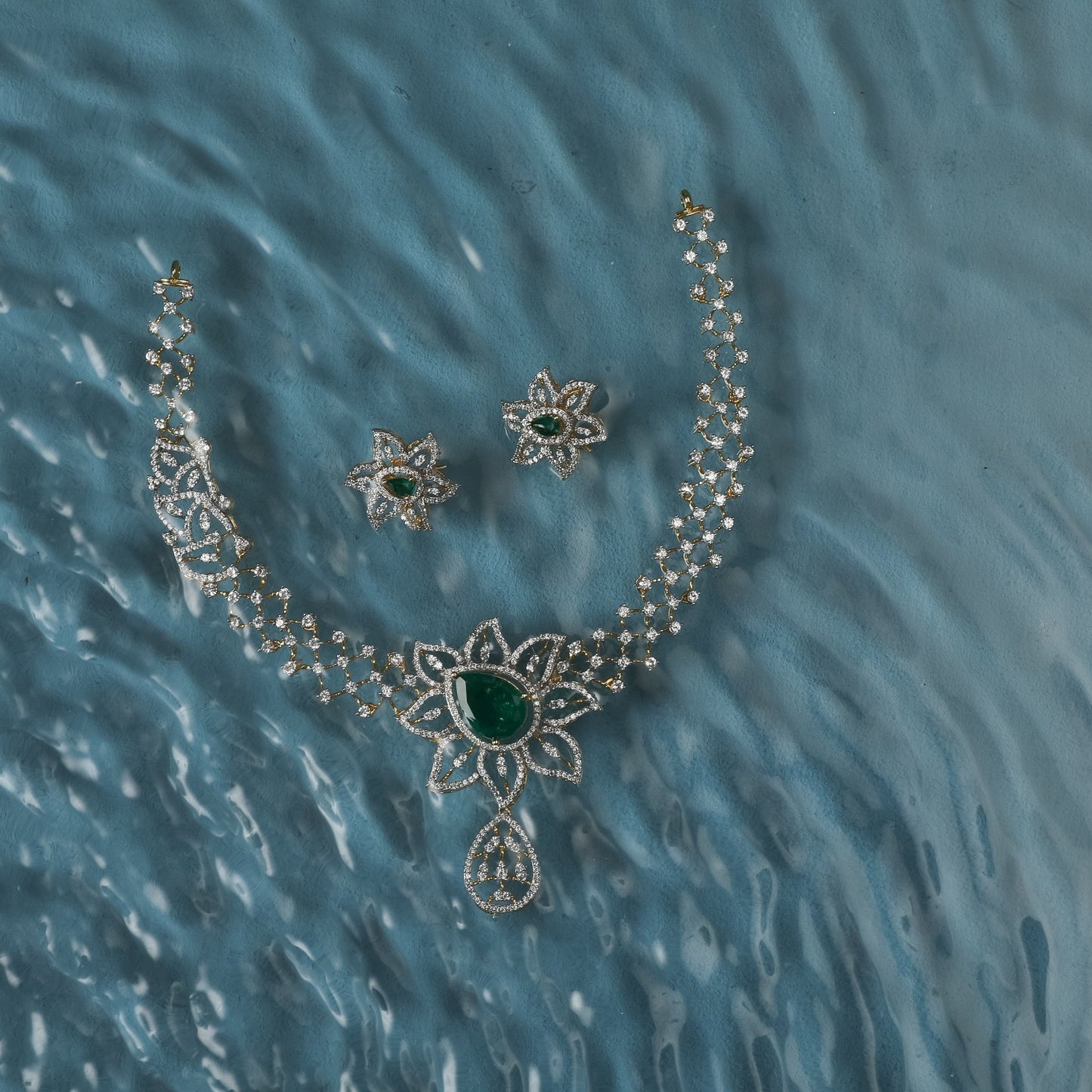 Ellie CZ Silver Necklace Set