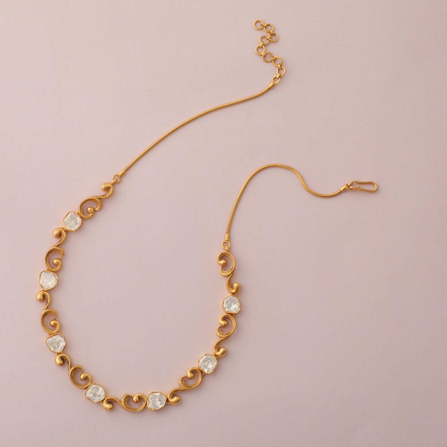 Baroque Moissanite Silver Statement Necklace