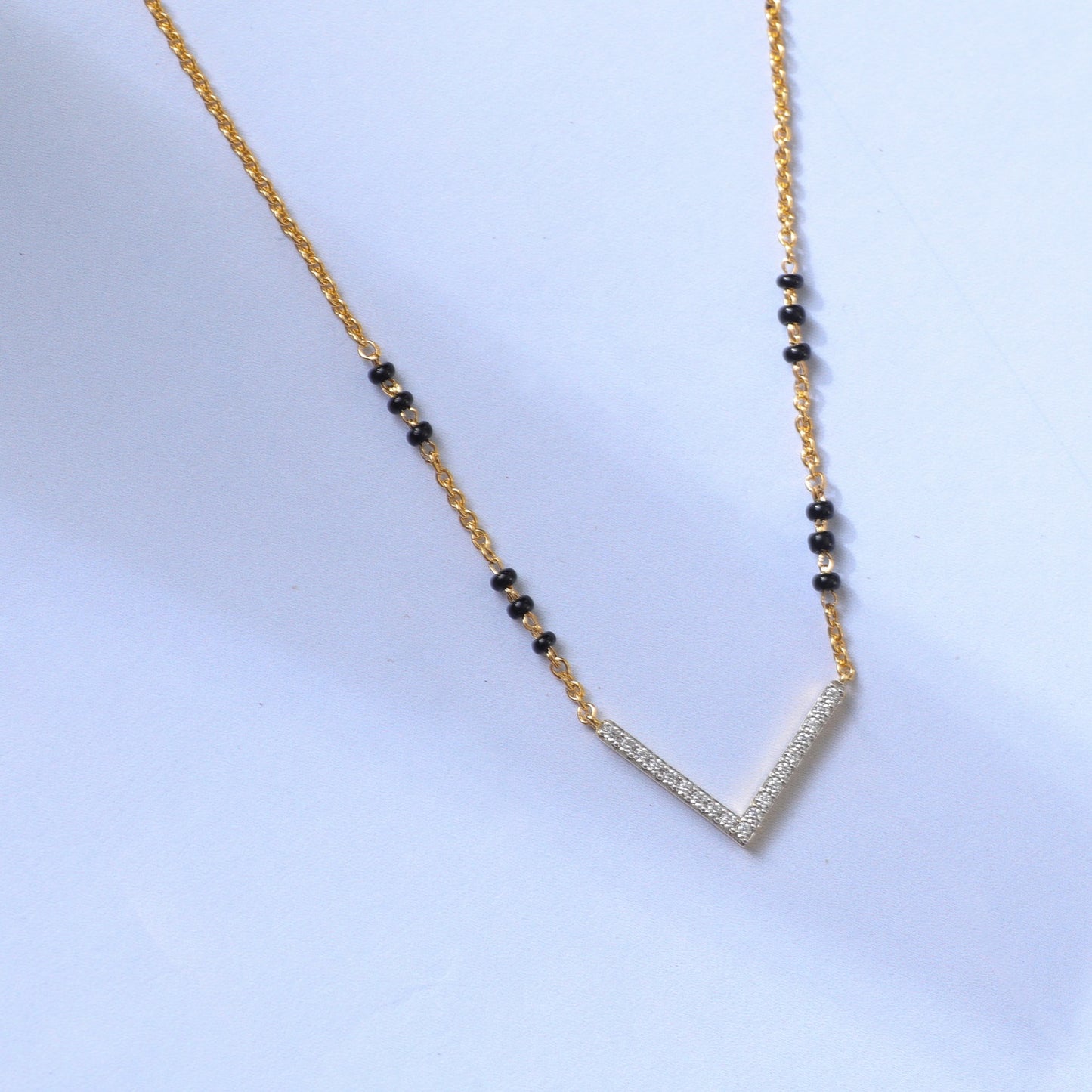 V Shape Elegant Charm CZ Silver Mangalsutra
