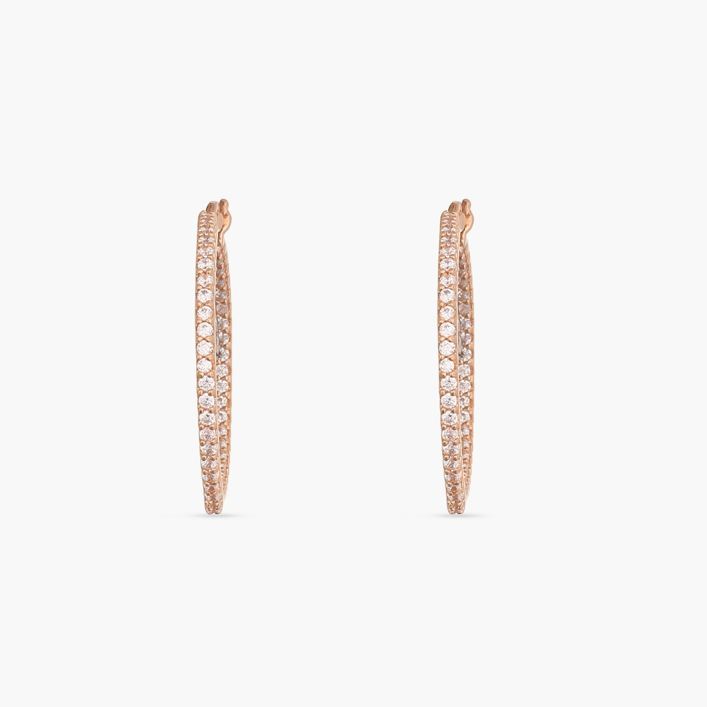 Round CZ Delicate Hoop Silver Earrings