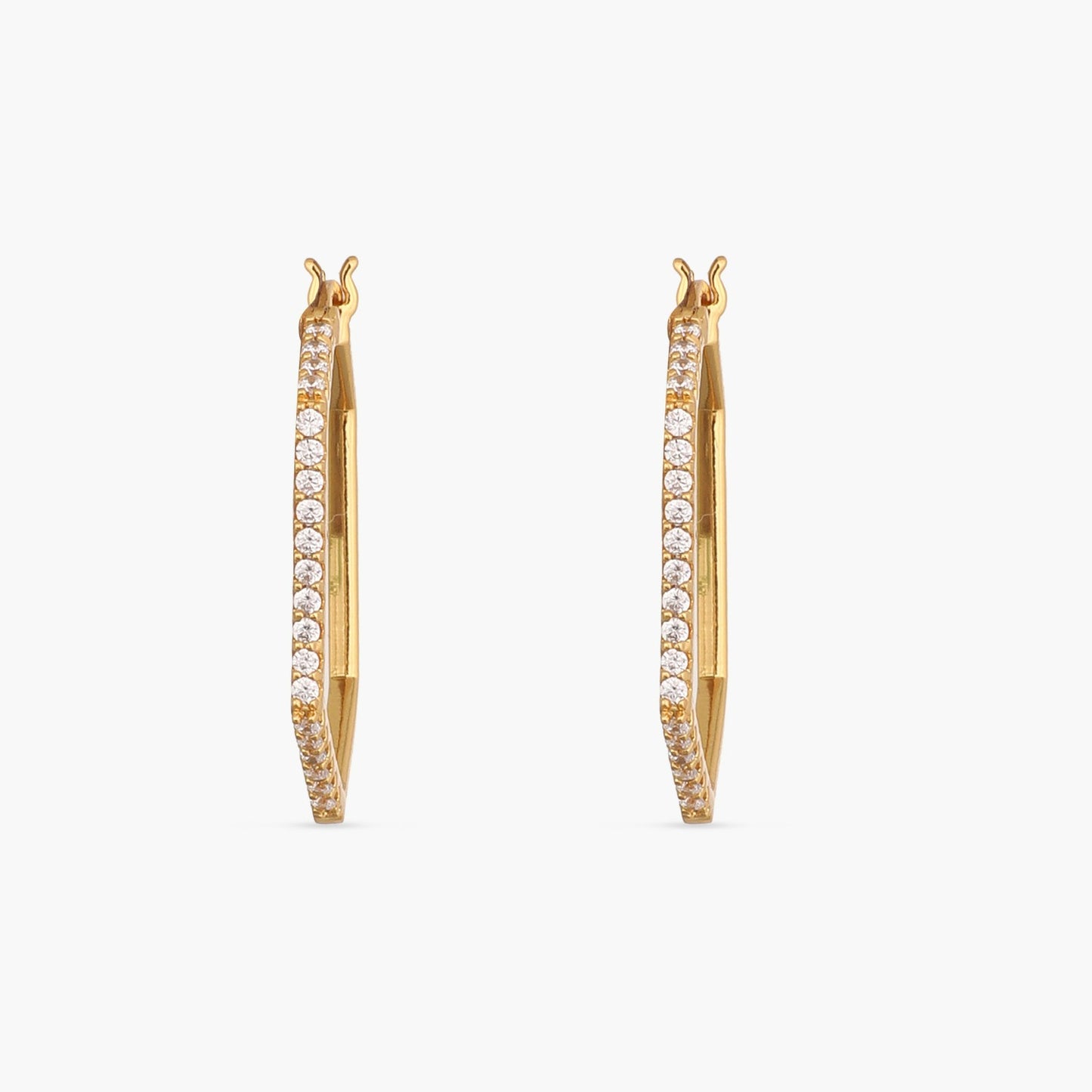 Hexa CZ Delicate Hoop Silver Earrings