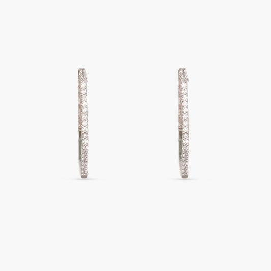Hexa CZ Delicate Hoop Silver Earrings
