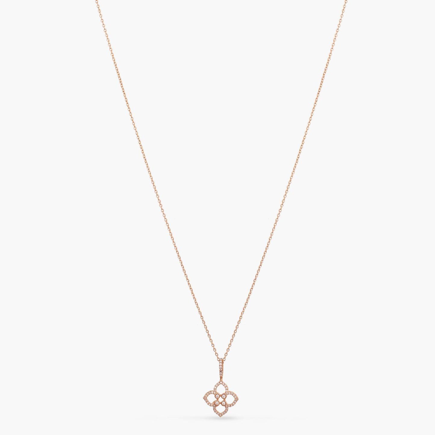 Floral CZ Delicate Silver Pendant Necklace