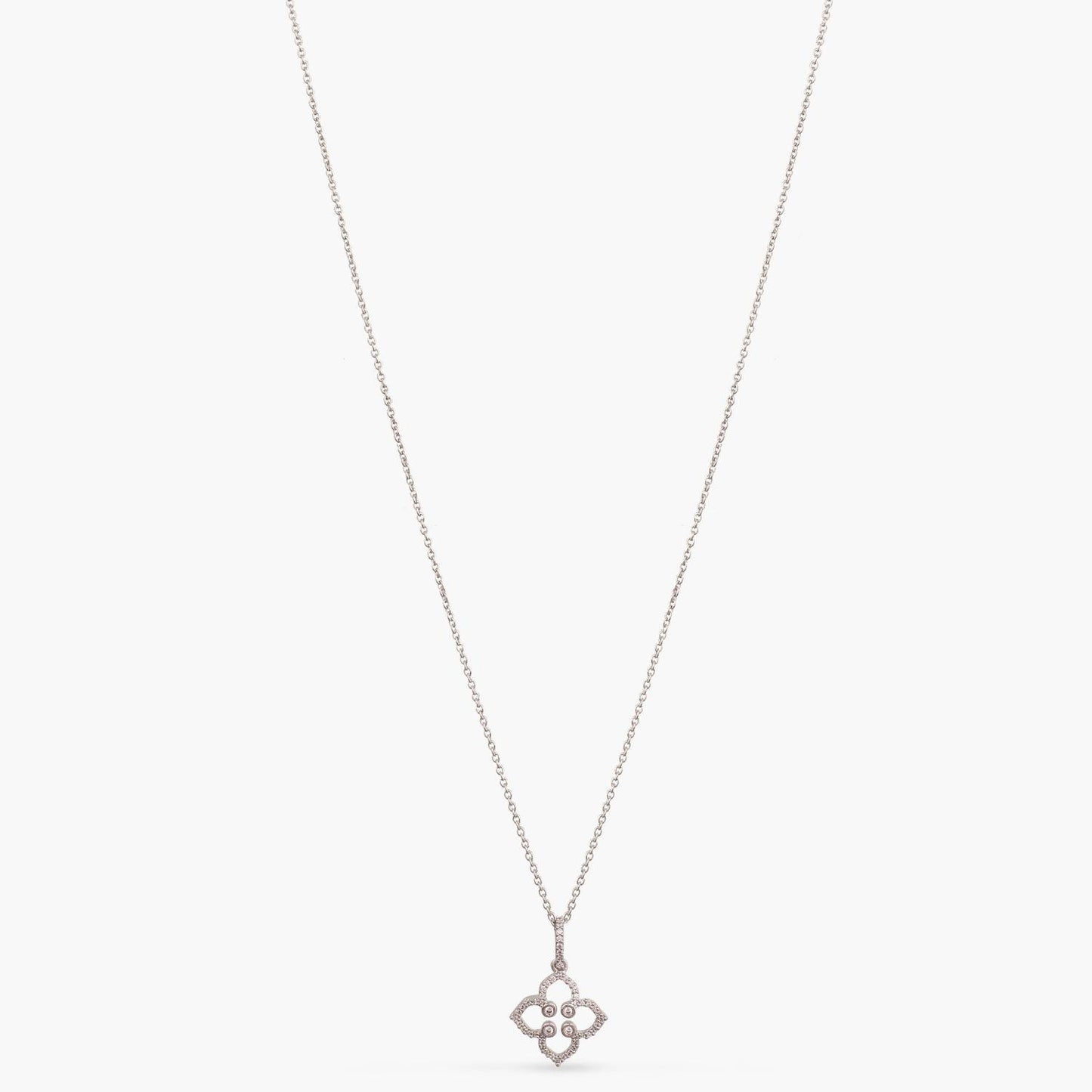 Floral CZ Delicate Silver Pendant Necklace