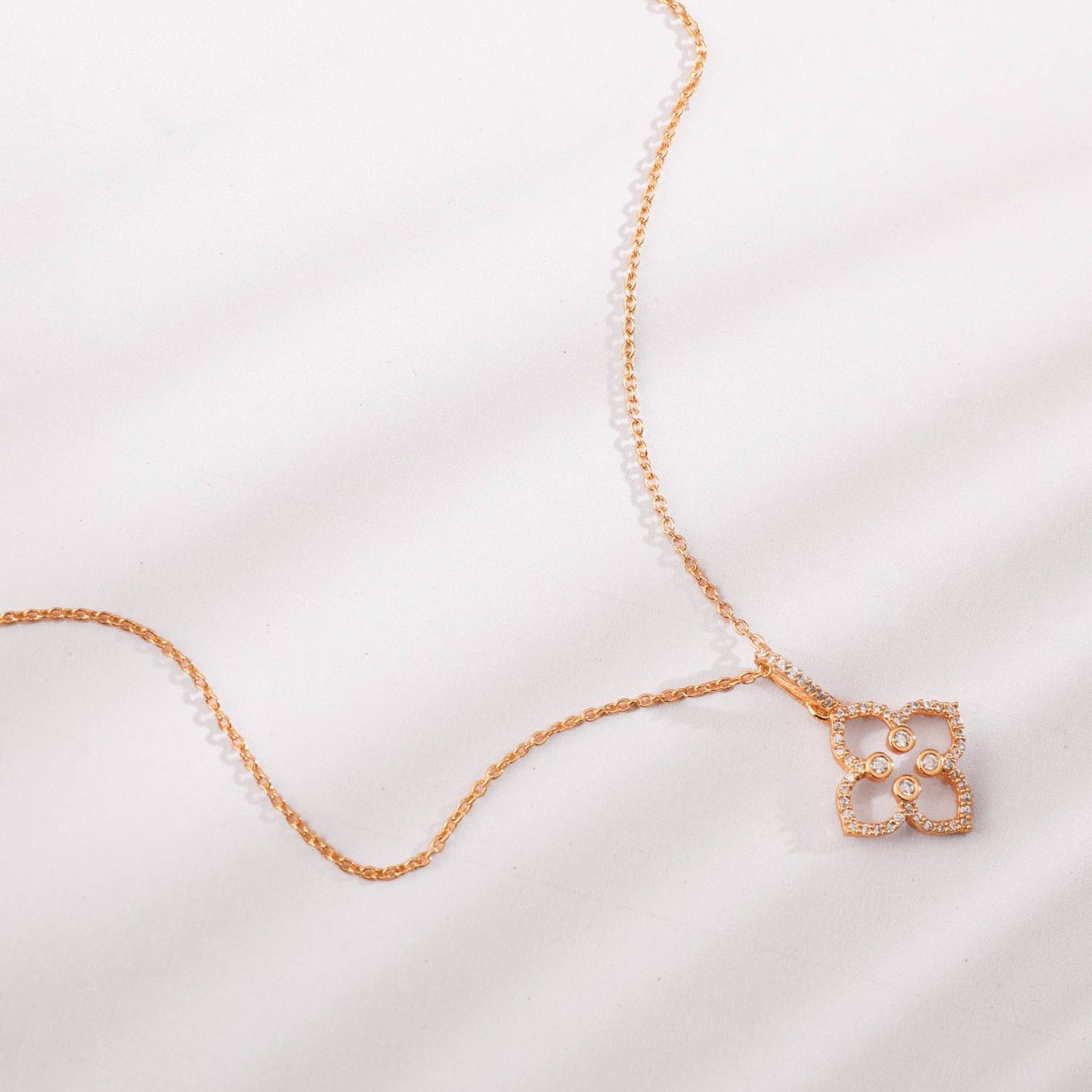 Floral CZ Delicate Silver Pendant Necklace