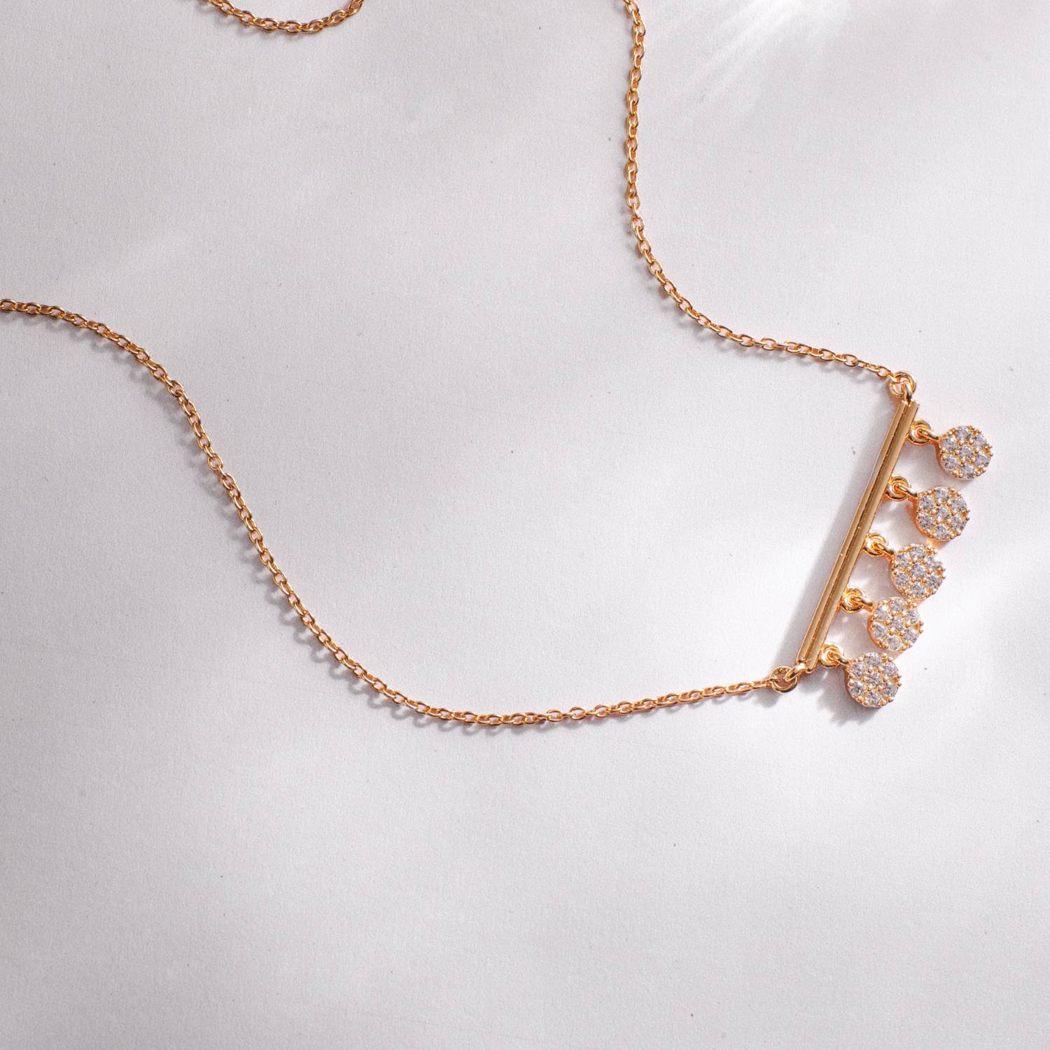 Five CZ Delicate Charm Silver Necklace