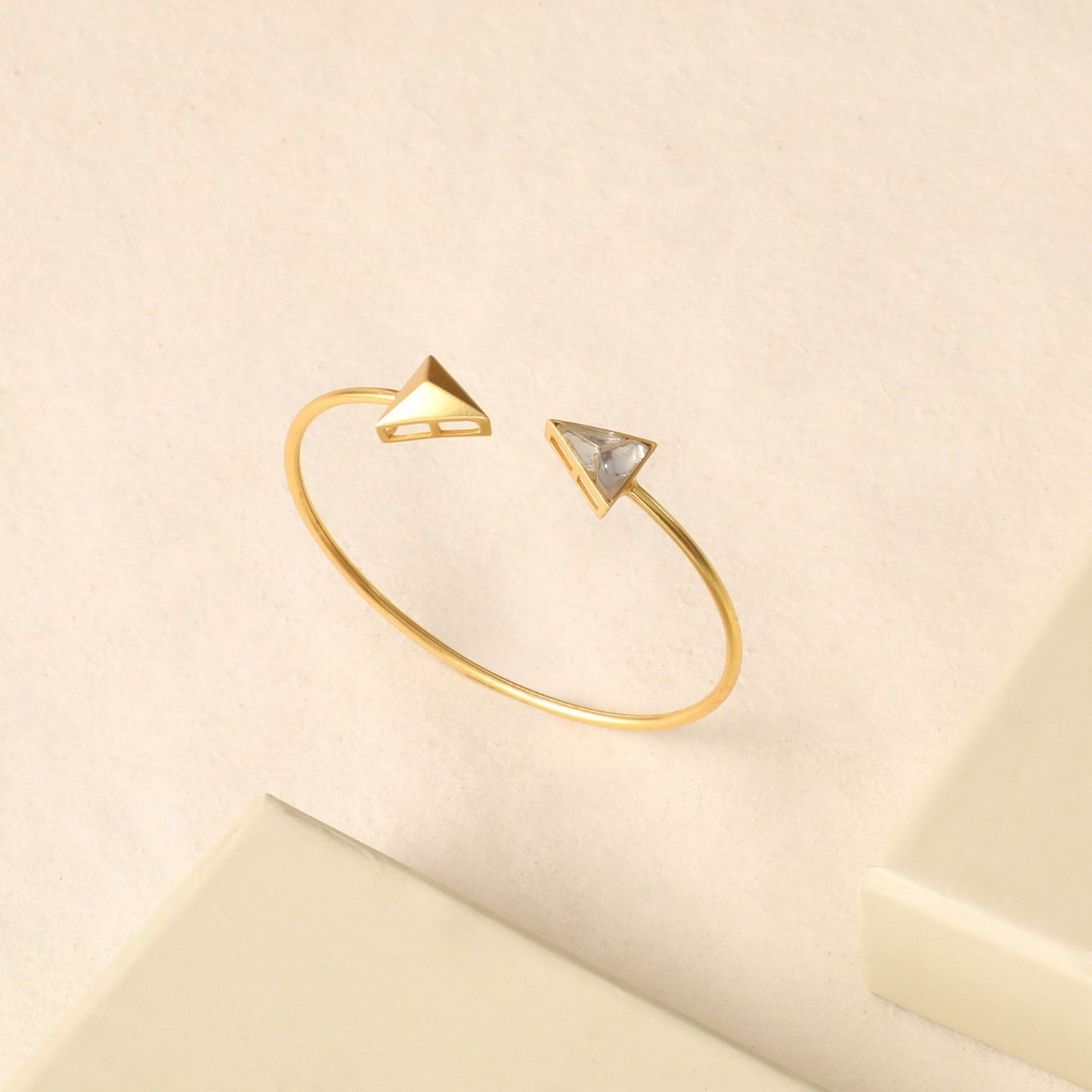 Pyramid Dainty Open Style Silver Bracelet