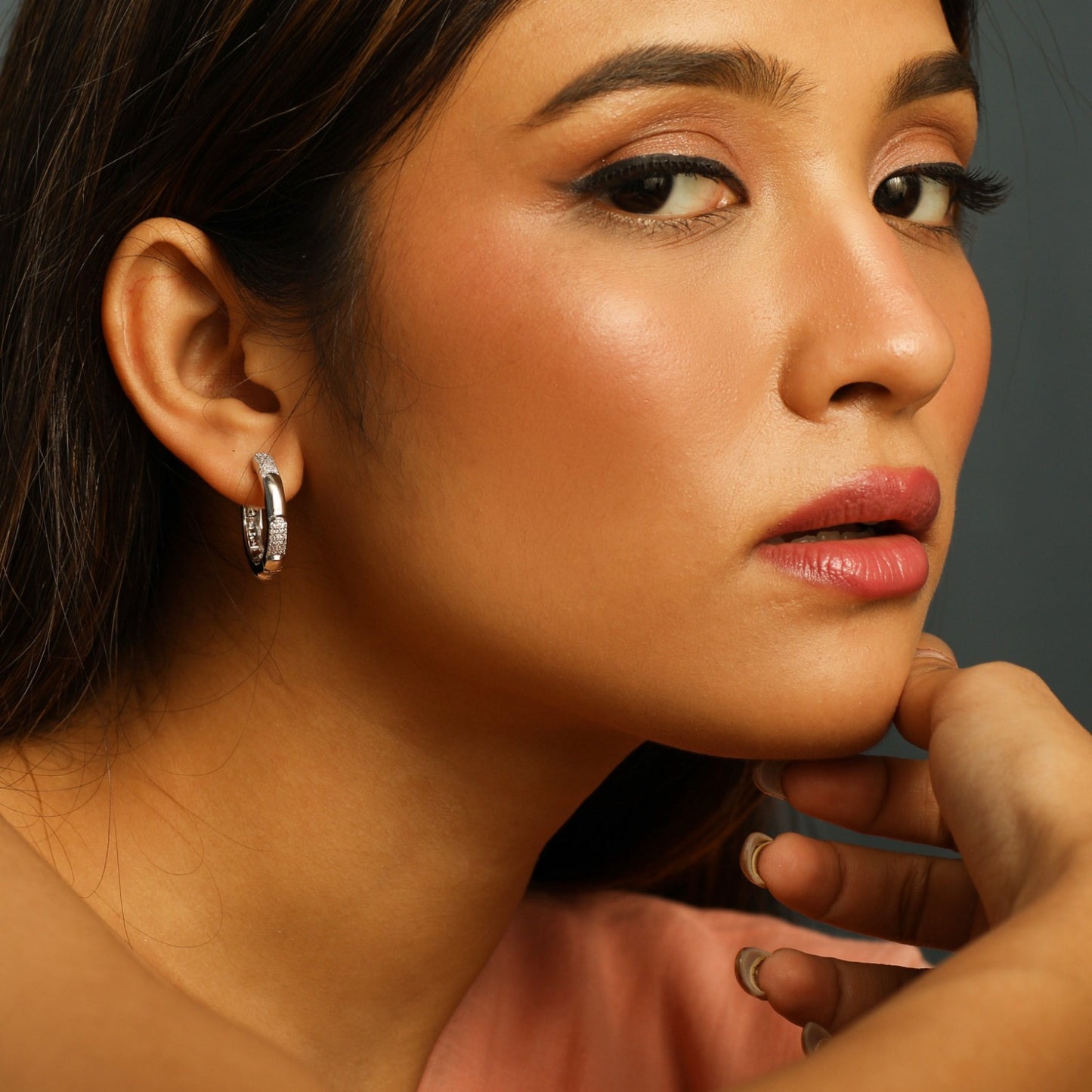 Shine CZ Delicate Hoop Silver Earrings