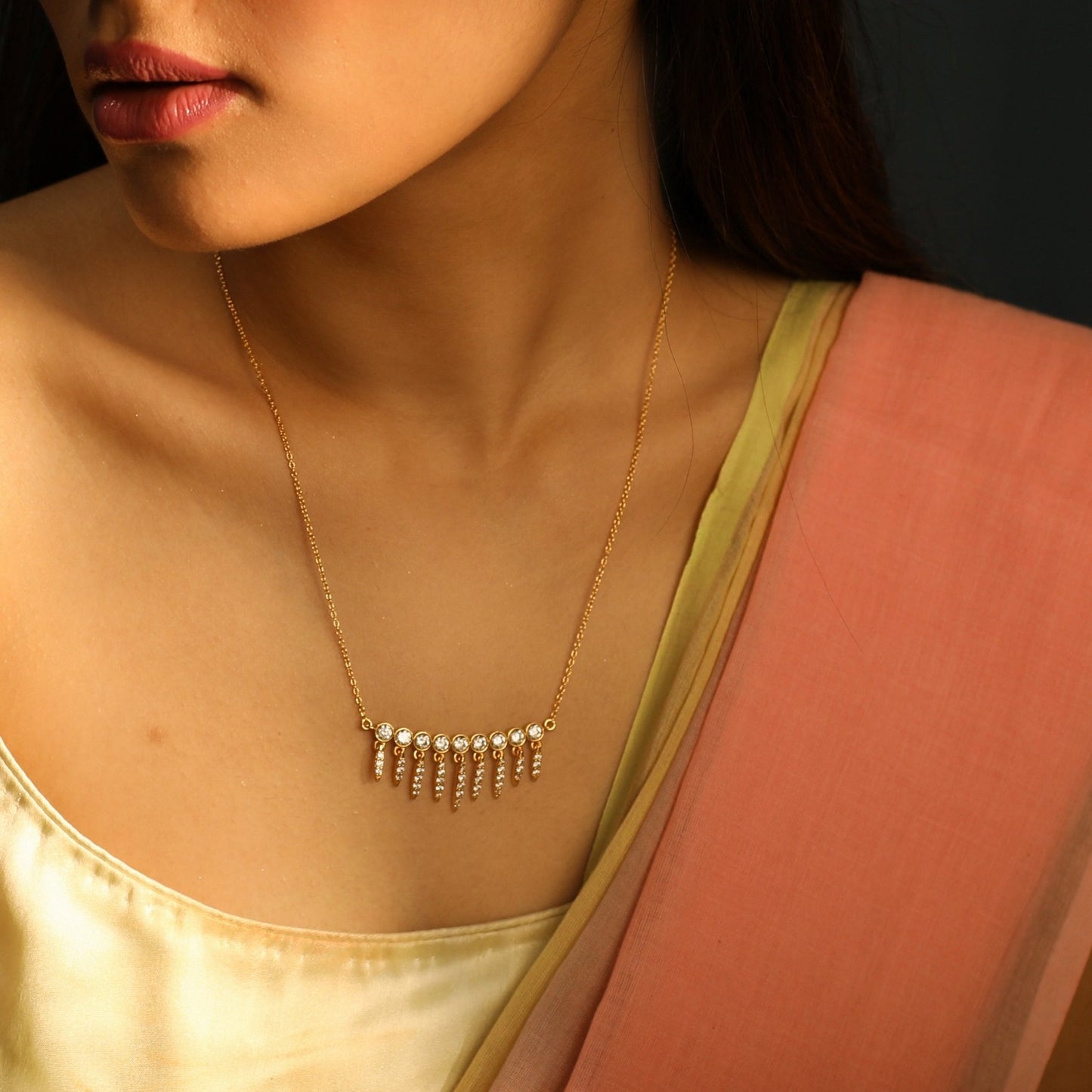 Dream Catcher CZ Charm Delicate Silver Necklace
