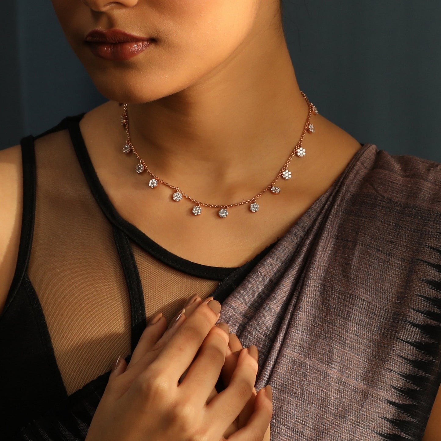 Sparkle CZ Charm Delicate Silver Necklace
