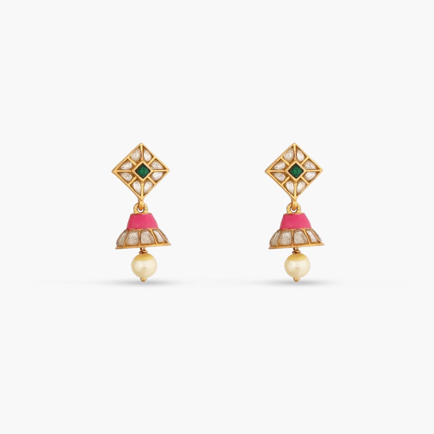 Dainty Kempu Silver Jhumki Earrings