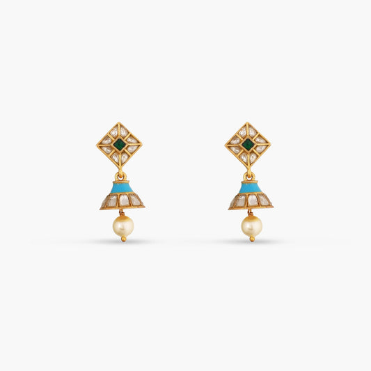 Dainty Kempu Silver Jhumki Earrings