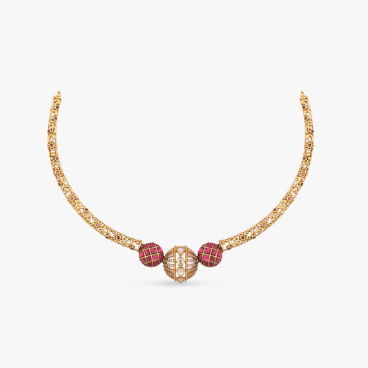 Round Kempu Jadau Antique Hasli Necklace