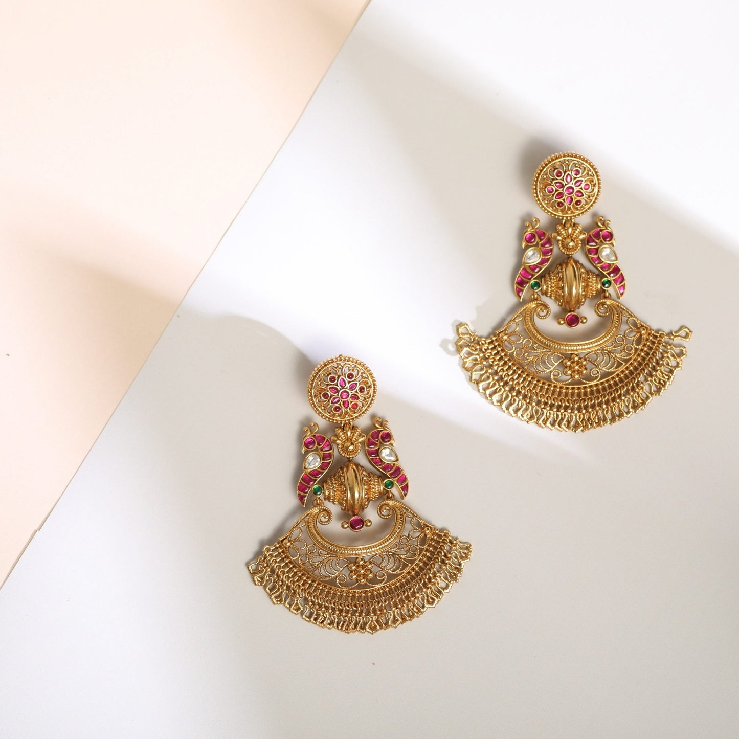 Mura Kempu Jadau Silver Chandbali Earrings