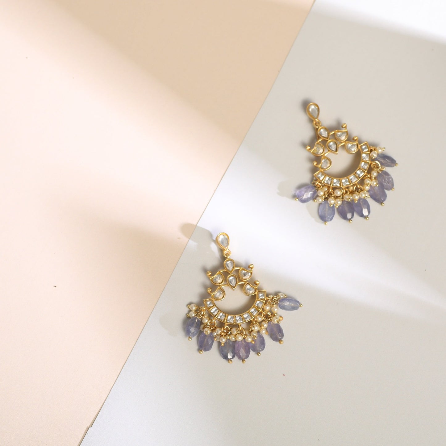 SAPPHIRE JADAU SILVER CHANDBALI EARRINGS