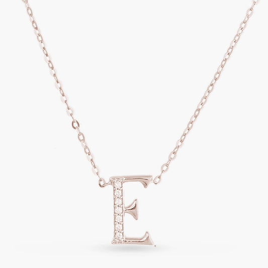 Alphabet Charms CZ White-Gold Plated Silver Necklace