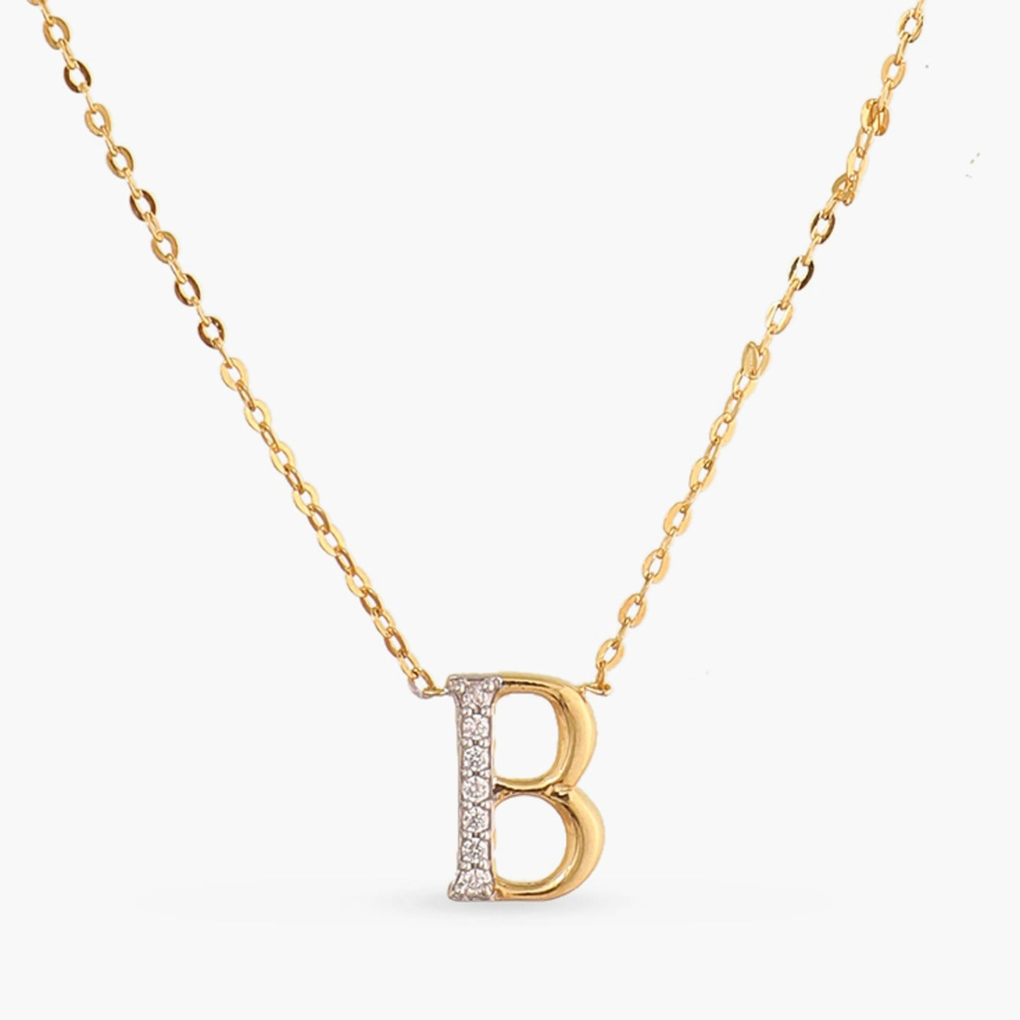 Alphabet Charms CZ Gold Plated Silver Necklace