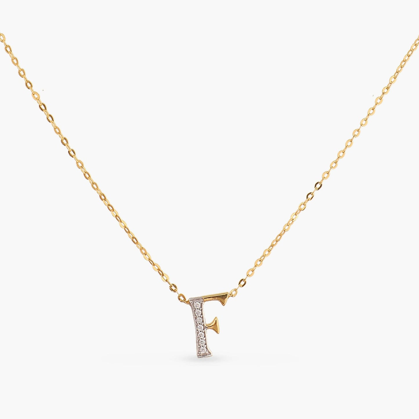 Alphabet Charms CZ Gold Plated Silver Necklace