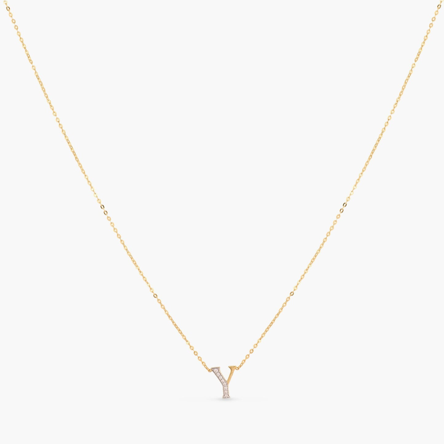 Alphabet Charms CZ Gold Plated Silver Necklace
