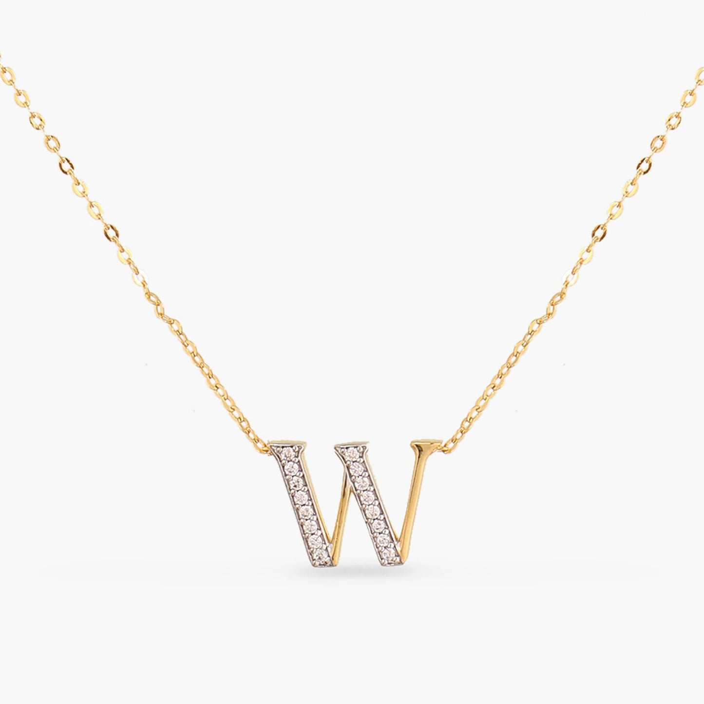 Alphabet Charms CZ Gold Plated Silver Necklace