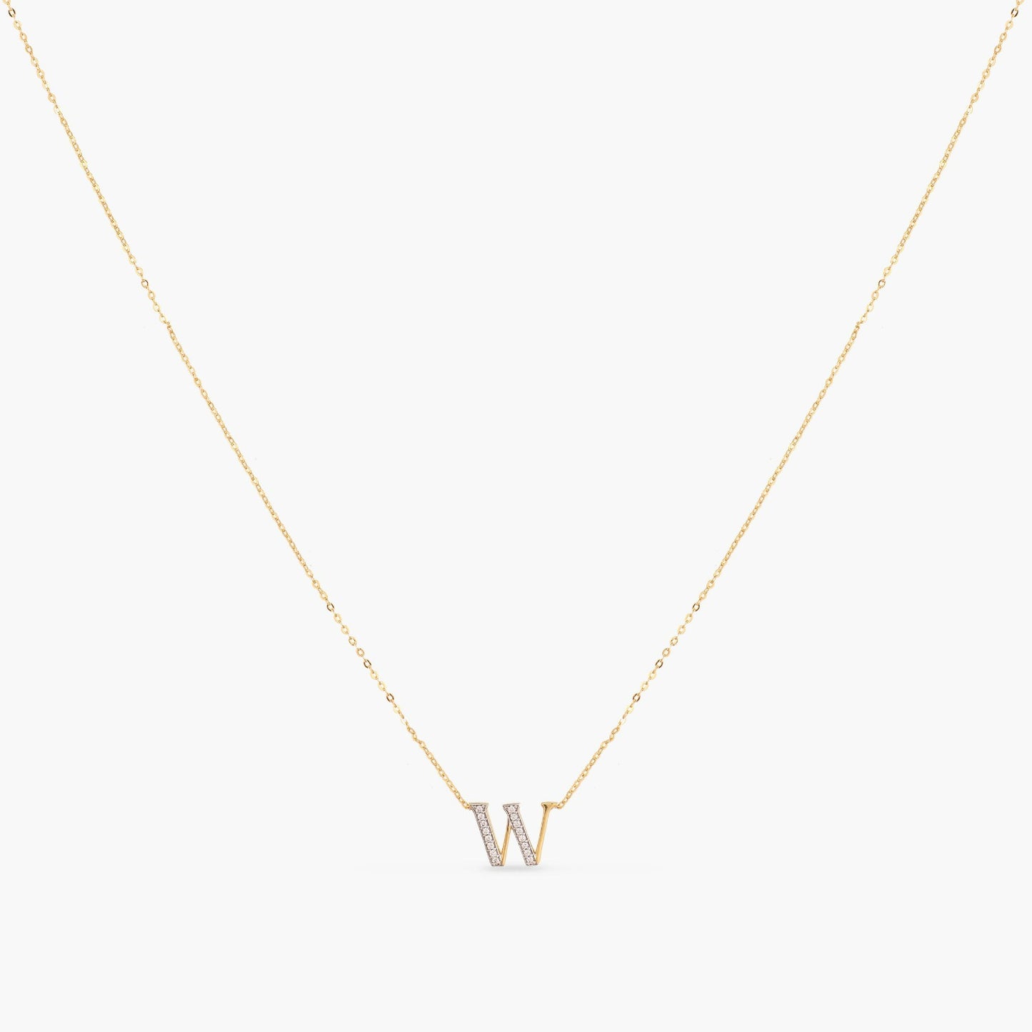 Alphabet Charms CZ Gold Plated Silver Necklace