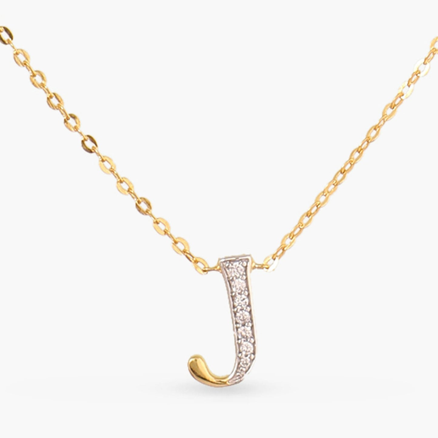Alphabet Charms CZ Gold Plated Silver Necklace
