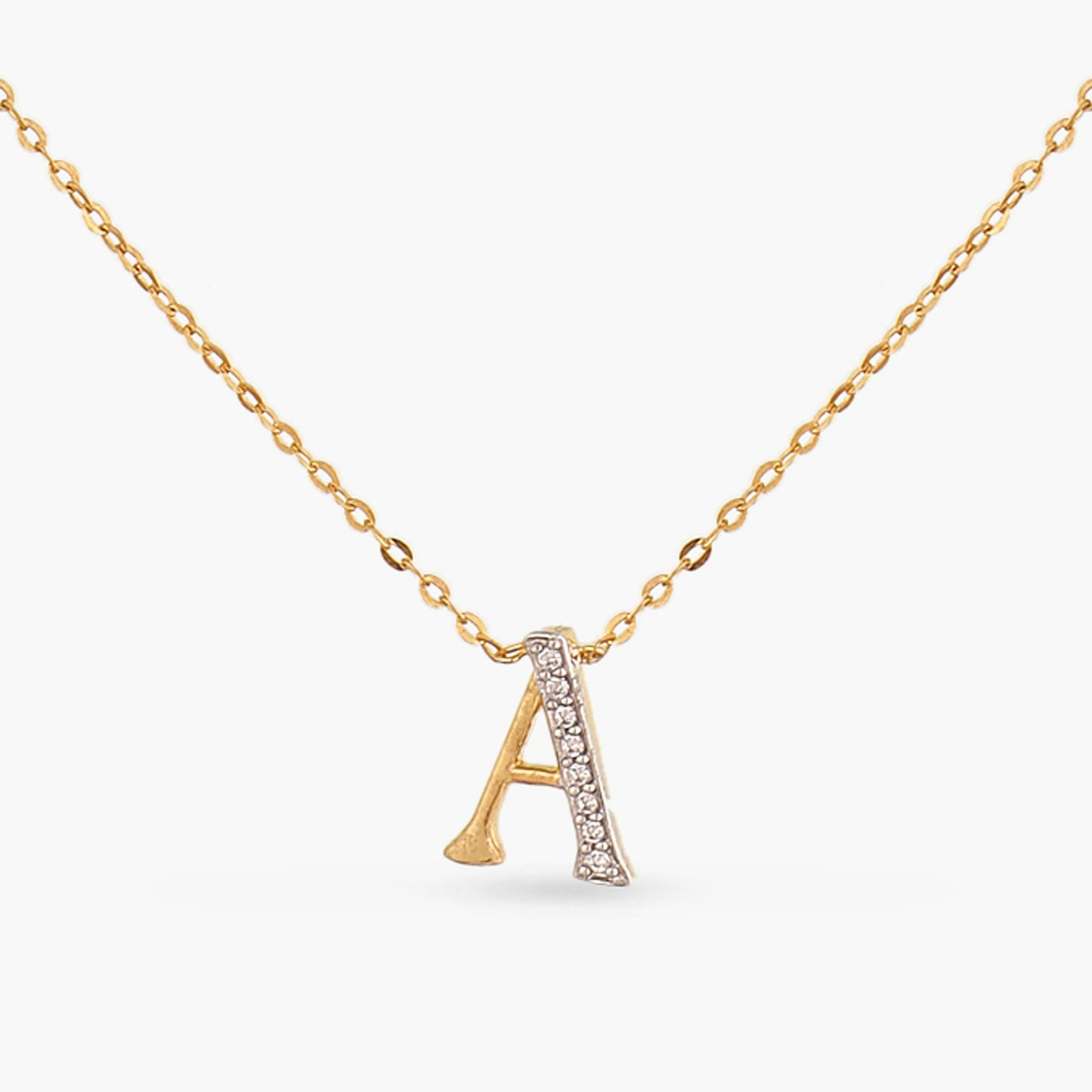 Alphabet Charms CZ Gold Plated Silver Necklace