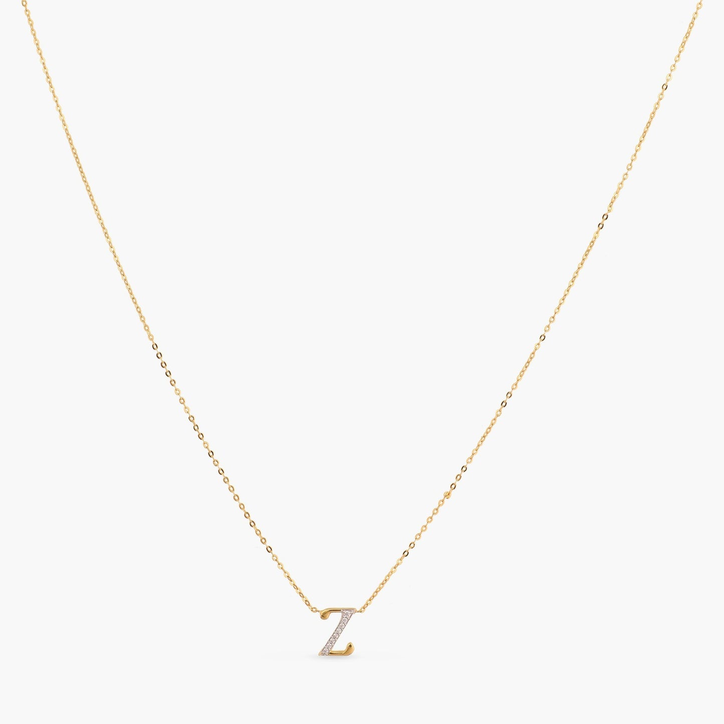 Alphabet Charms CZ Gold Plated Silver Necklace