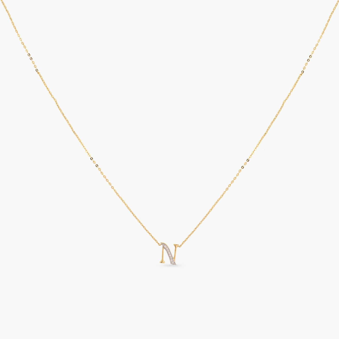 Alphabet Charms CZ Gold Plated Silver Necklace