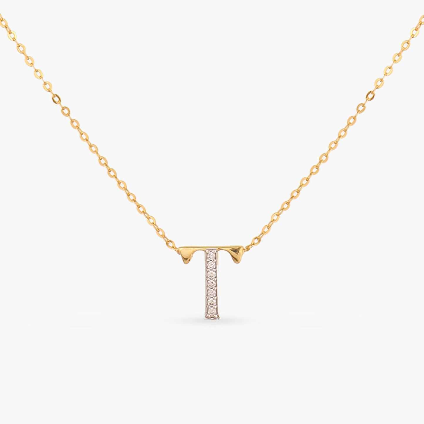 Alphabet Charms CZ Gold Plated Silver Necklace