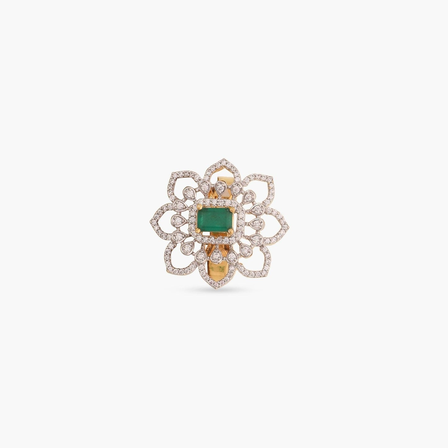 Classic Floral CZ Silver Ring