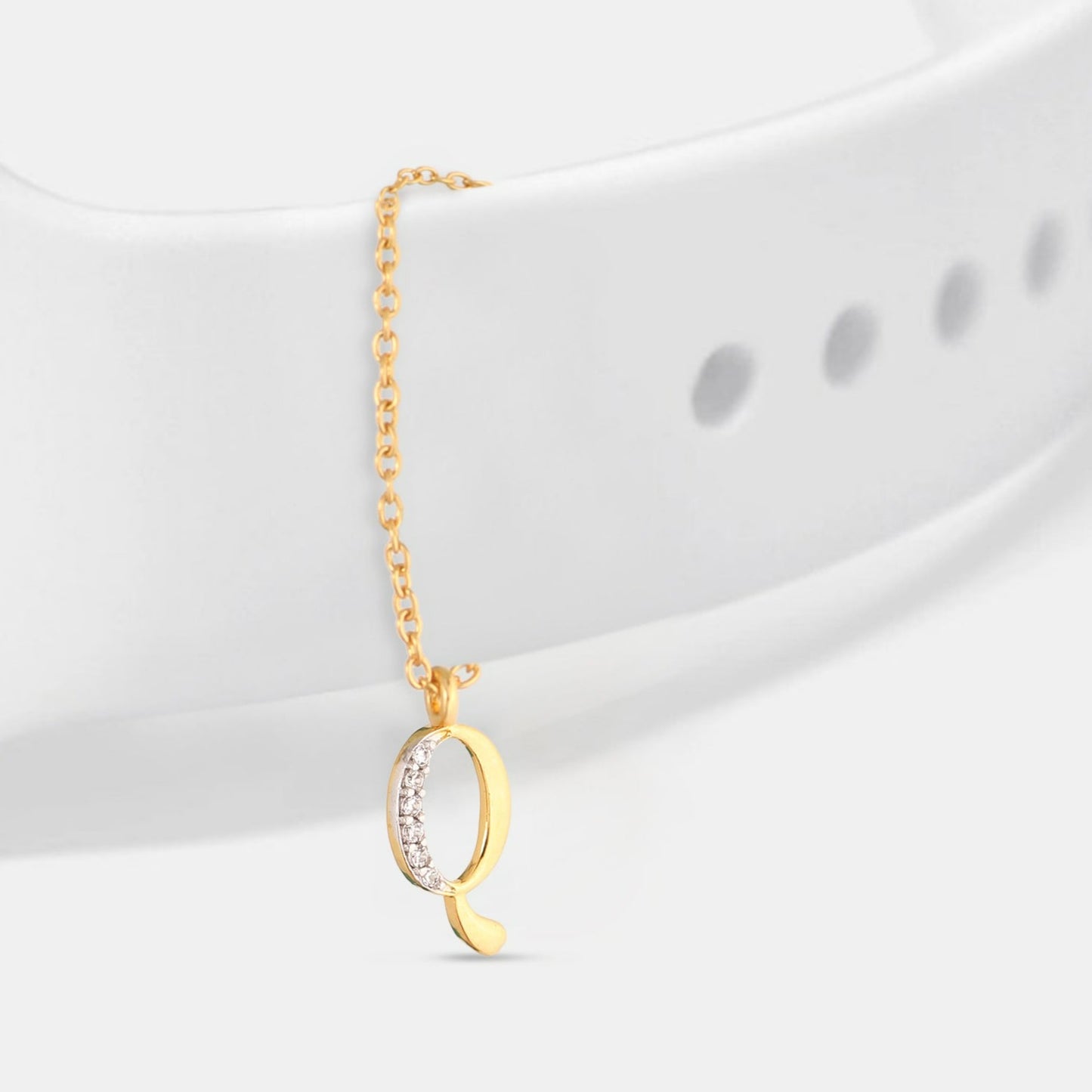 Alphabet CZ Gold Plated Silver Watch Charm
