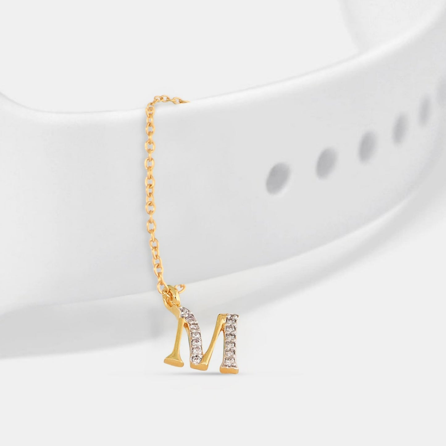 Alphabet CZ Gold Plated Silver Watch Charm