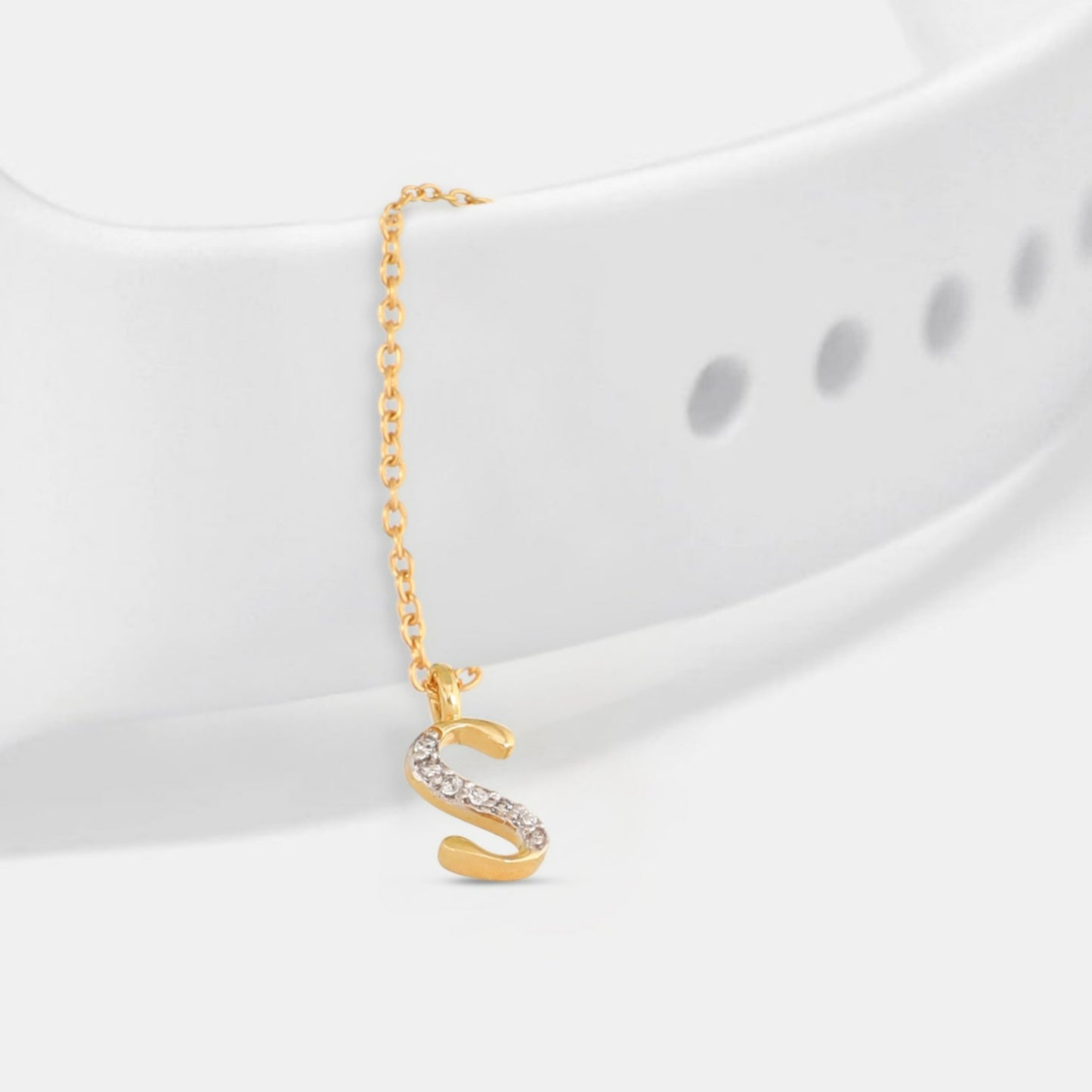 Alphabet CZ Gold Plated Silver Watch Charm