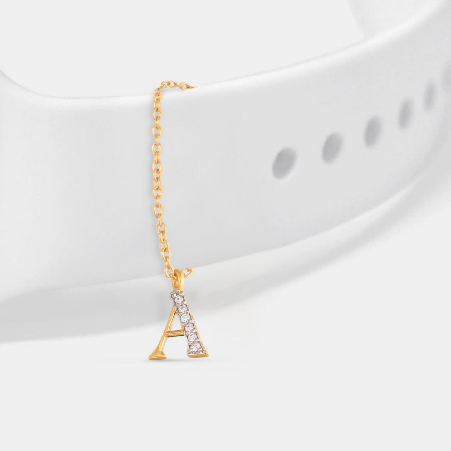 Alphabet CZ Gold Plated Silver Watch Charm