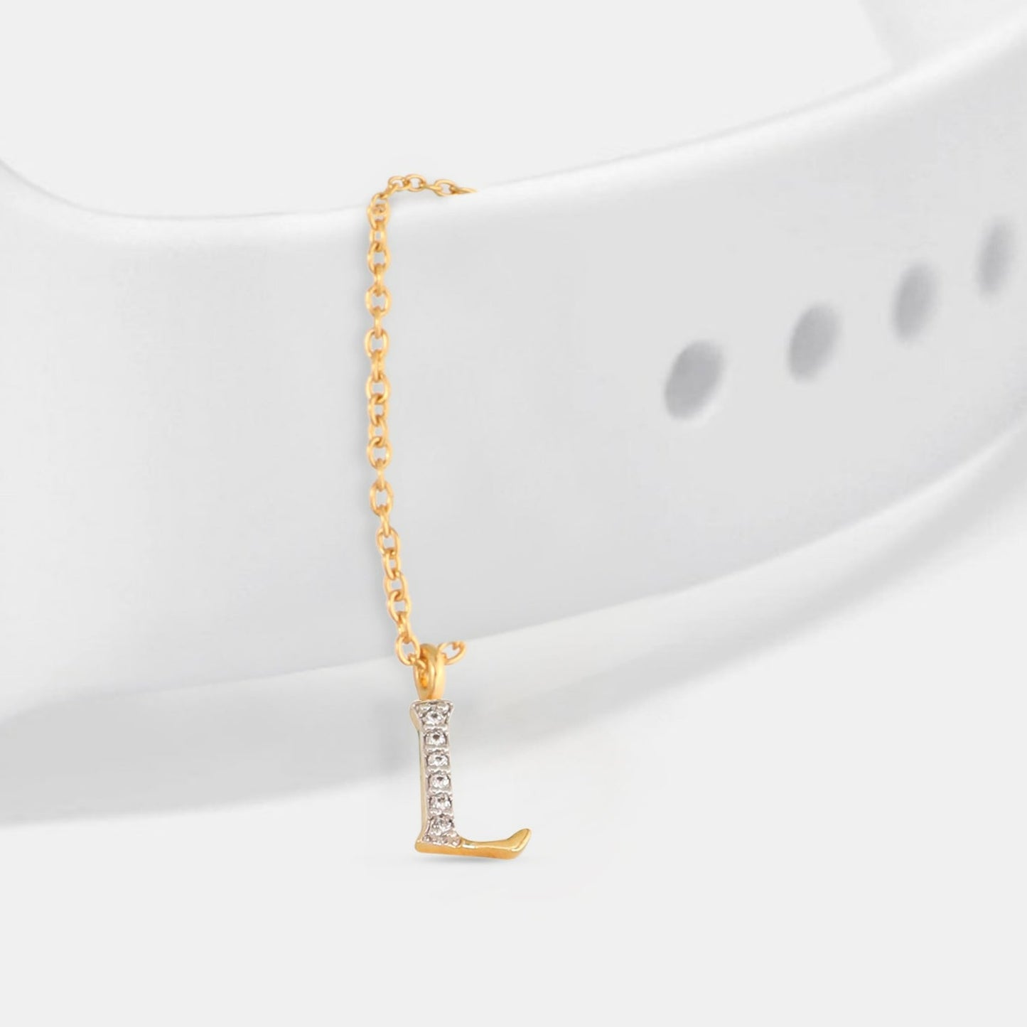 Alphabet CZ Gold Plated Silver Watch Charm